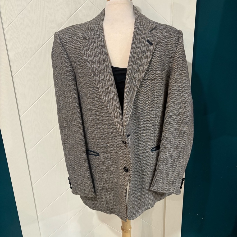 Vintage Harris Tweed Herringbone blazer‎ Jacket Dark Academia / Preppy